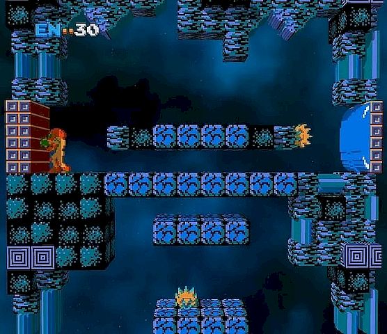 Metroid rendered as a 3D voxel diorama in 3dSen